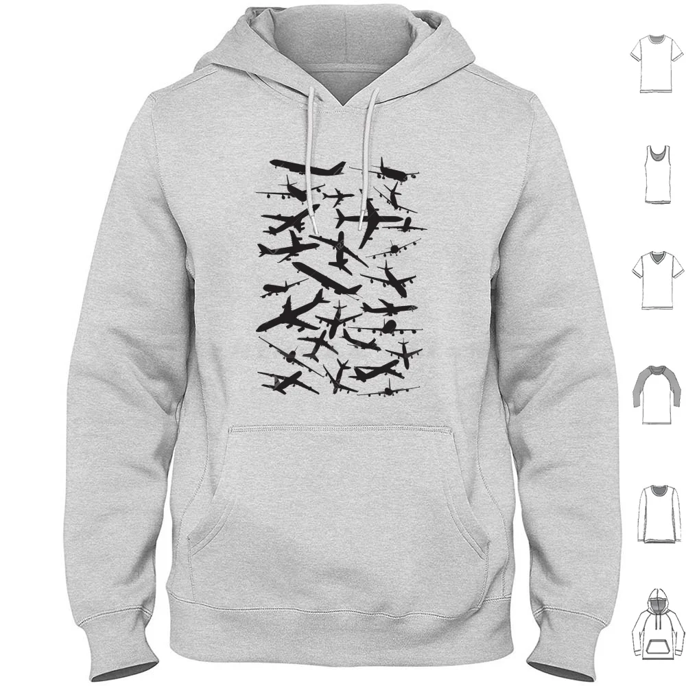 Airbus A340 Silhouette Hoodie Cotton Long Sleeve Airbus Aviation Boeing Pilot Airplane Flying Plane 737 Travel 747 777