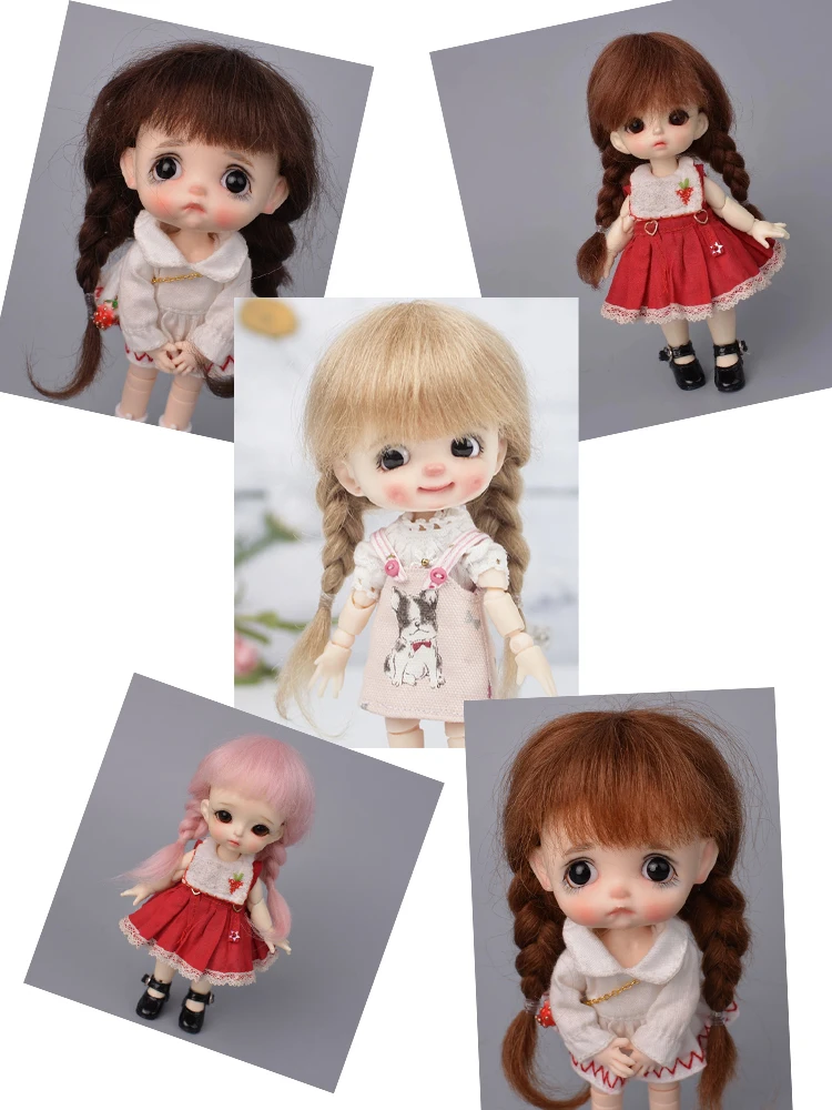 

MUZIWIG smaller 1/8 BJD Doll Wig Long Bangs Mohair Doll Wigs Cute Doll Hair Natural Color Doll Accessories For DIY BJD Doll