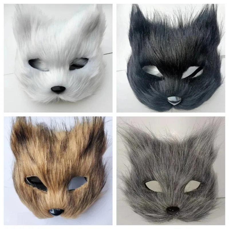 Popular Long Hair Fox Mask Half Face Halloween Children's Day Carnival Party Props Makeup Ball Costumes Gifts