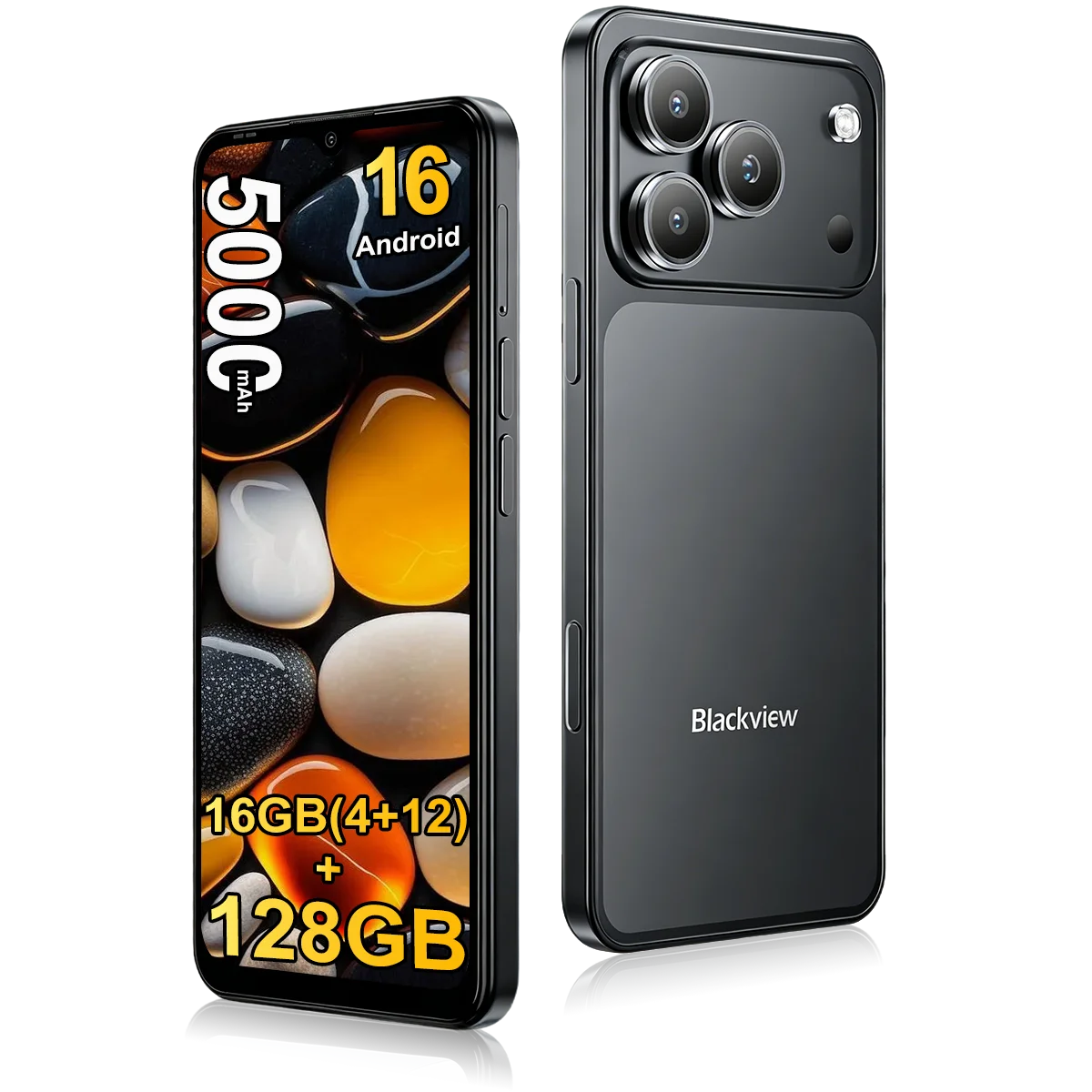 Smartphone Blackview WAVE 7C, 16GB (4+12GB RAM Espandibile) + 64GB/128GB ROM, Display HD+ da 6.56'', Batteria Grande da 5000mAh, Android 16, Doke AI 2