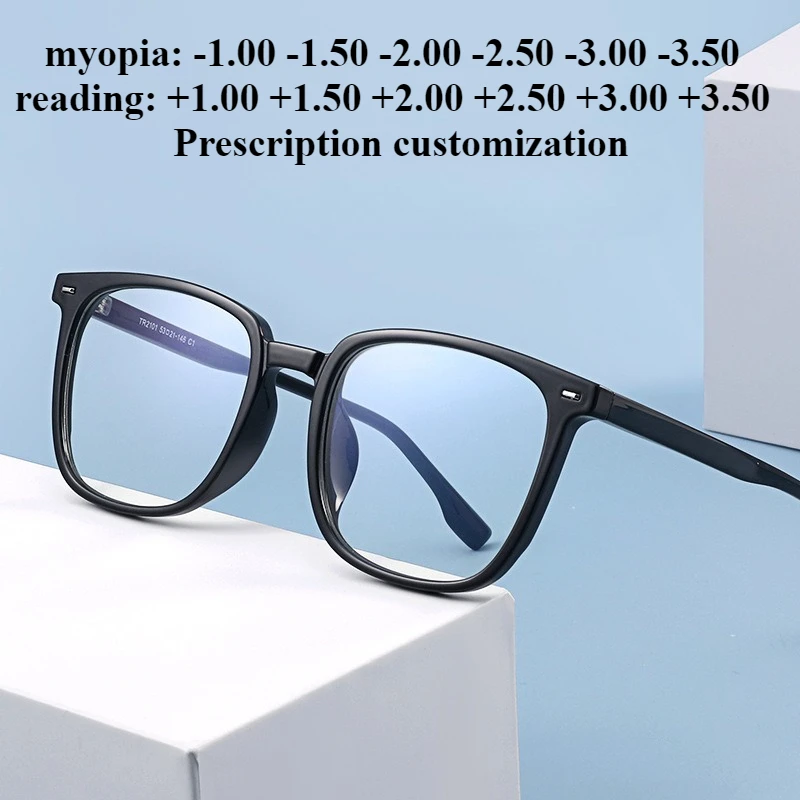 

53-145 мм новая сверхлегкая черная оправа для очков для близорукости может быть оснащена степенью очков для чтения с защитой от синего света
