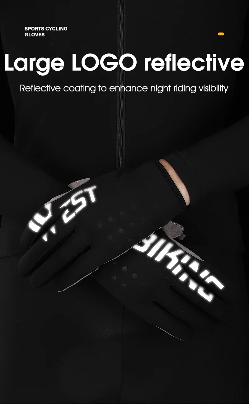 WEST BIKING Warme Winter-Fahrradhandschuhe für Herren, winddicht, mit Fleece, reflektierend, SBR-Polsterung, 3-Finger-Touchscreen, rutschfest, für MTB und Rennrad – Detail 6