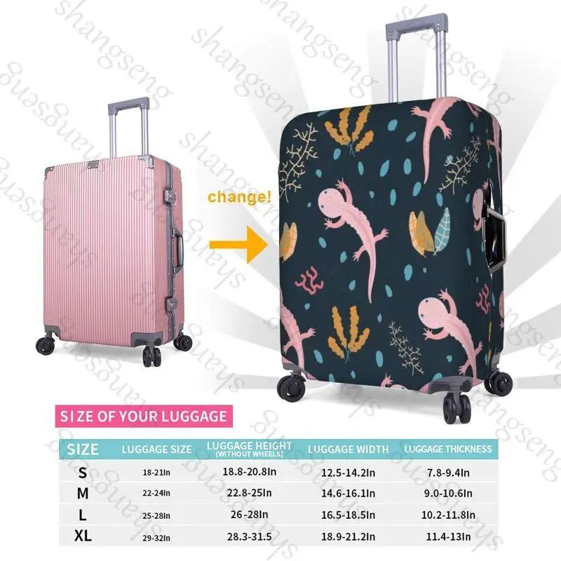 حقيبة حماية لحقيبة السفر اللطيفة على شكل حيوان Axolotl، غطاء حماية مرن، غطاء أمتعة قابل للغسل، 18-32 بوصة