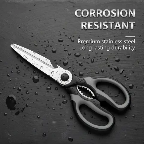 Multi-Purpose Kitchen Scissors, Cuts Meat, Opens Bottles & Nuts. 22x11cm, Stainless Steel, Heavy Duty