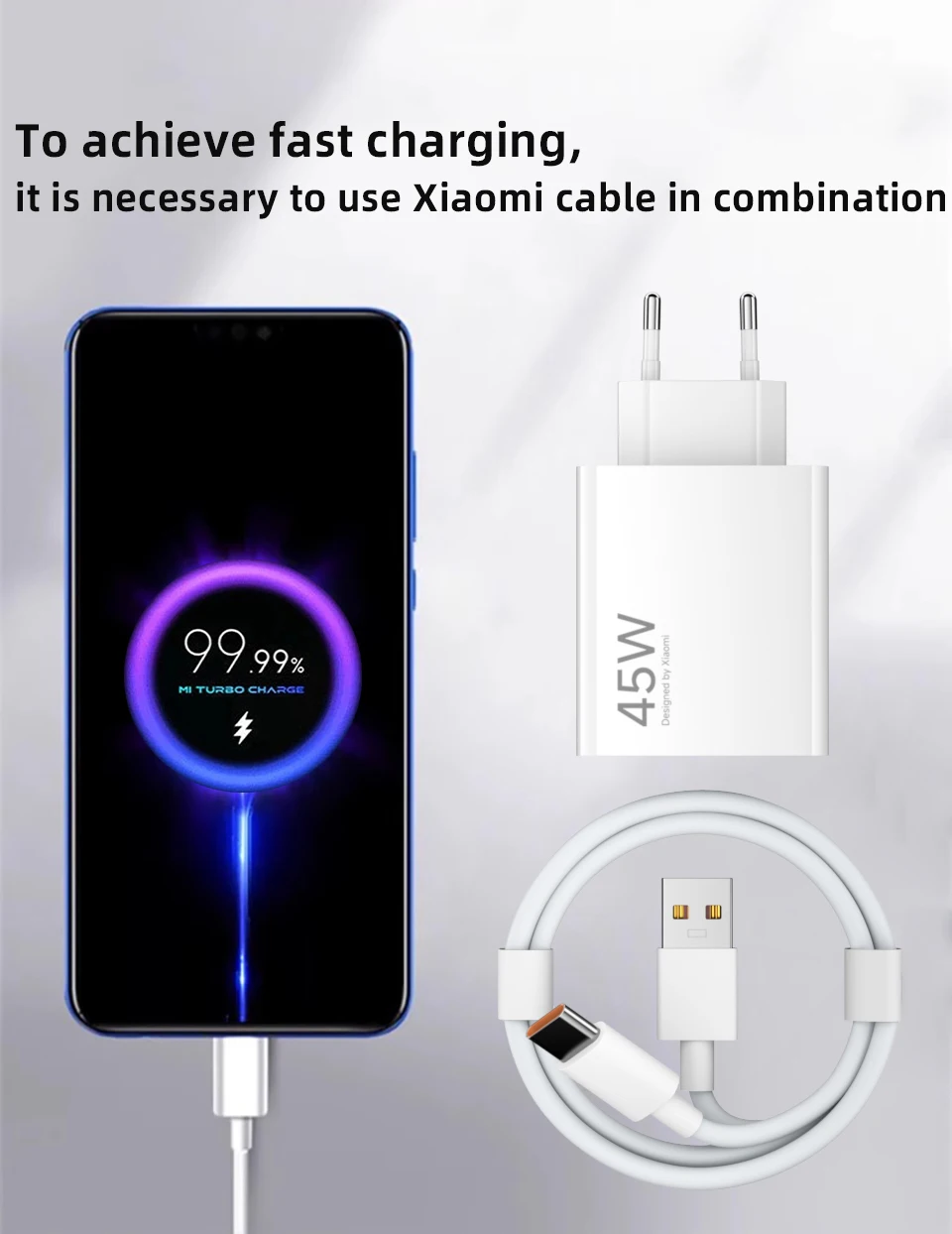 Cargador Original Xiaomi Redmi de 45W, Adaptador de Carga Rápida EU de 33W 18W 27W, Cable Tipo C, Mi Poco M7 X7 K40 Note