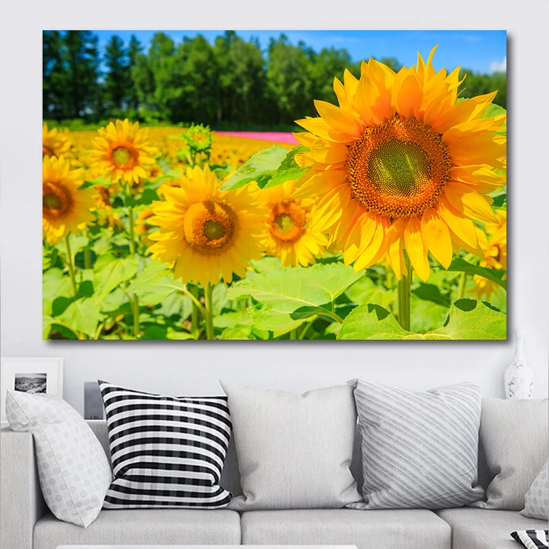 Sunflower Canvas Painting Wall Art Landscape Pictures Flower Landscape Posters and Prints for Living Room Home Decor No Frame