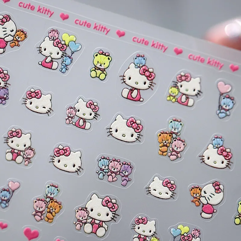 1PCS 5D 헬로 키티 네일 스티커 Sanrio 애니메이션 네일 아트 용품 Kurome Melody Pochacco 네일 아트 스티커 네일 액세서리