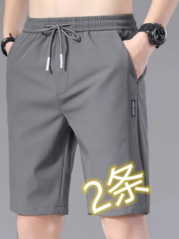 

Men's Casual Ice Silk Sports orts Loose Fit Five Inch mid Waist Straight Leg Summer Faion Outerwear Youth Active Sle