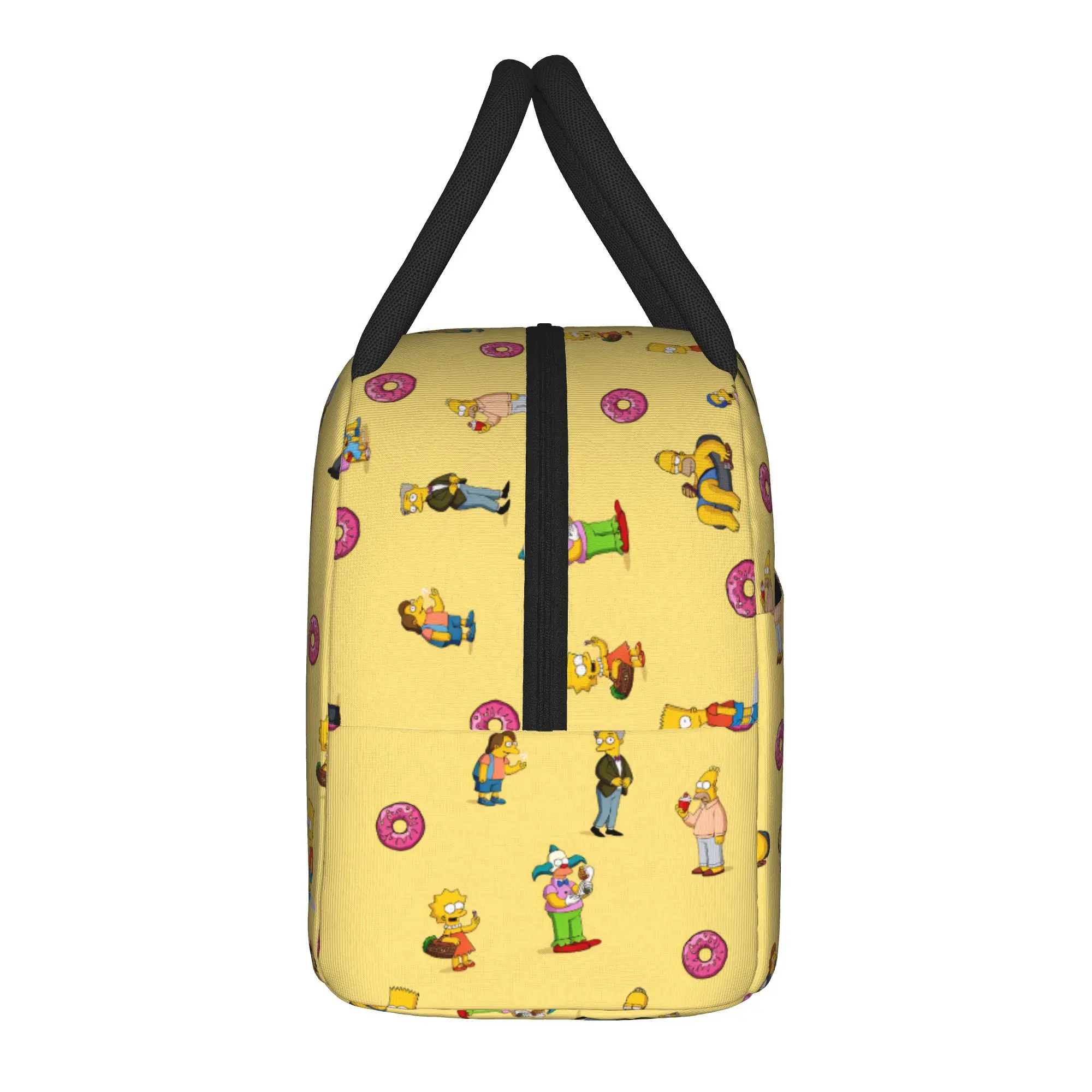S-Simpsons Happy Family Scene Lunch Bag  Aesthetic Lunch Box For Child Picnic Portable Cooler Bag Oxford Print Tote Food Bags