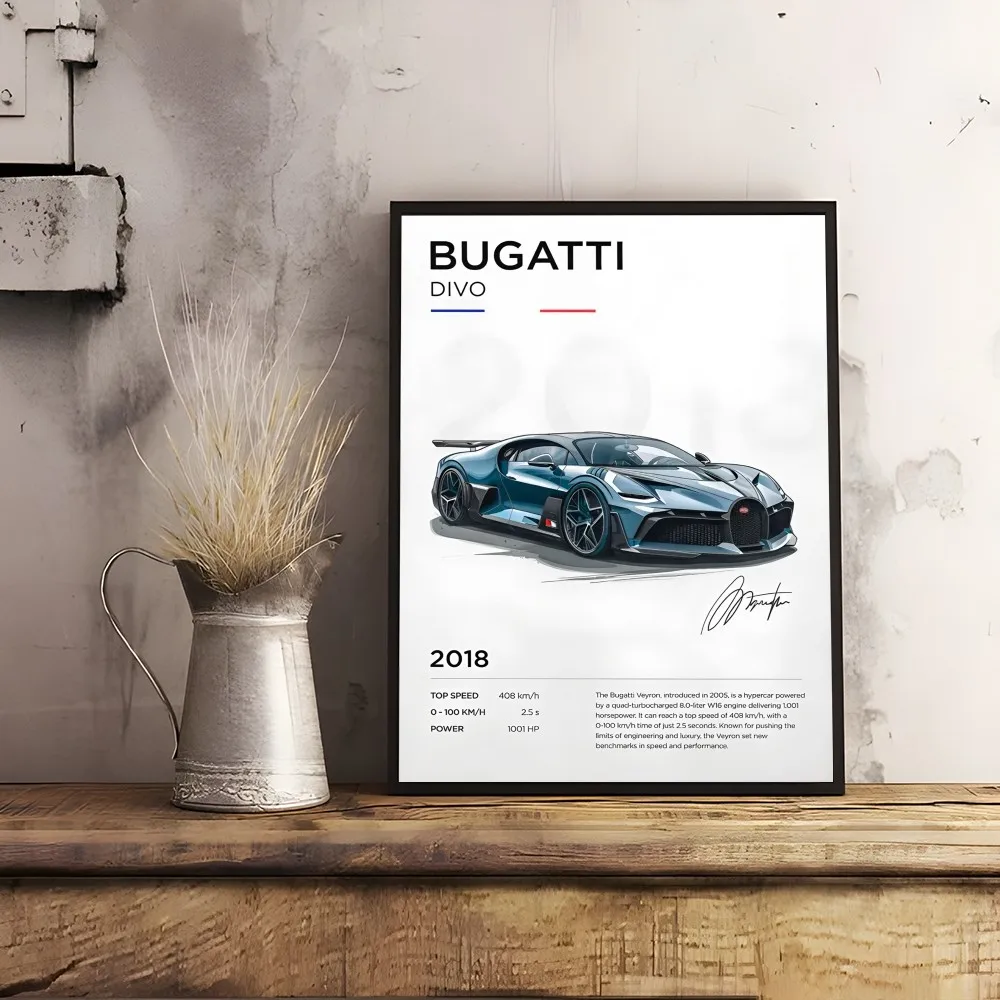 B-BugAtTiES Chiron Veyron DIVO Poster Sticky Wall Art Printing Waterproof Home Living Bed Room Bar Hallway Aesthetic Decor