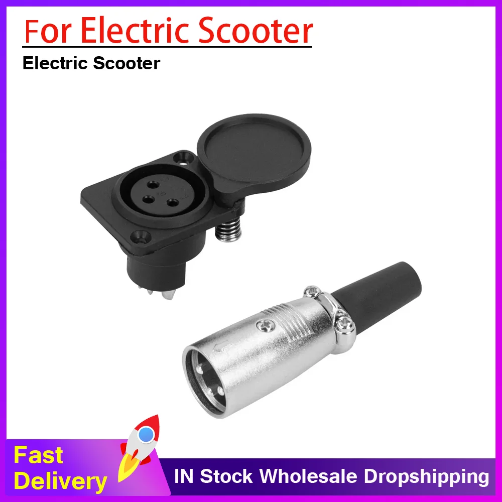 

3Pin Inline Connector Jack Socket Battery Charger Port for Scooter E-Wheelchair Electric Scooters Accessories Cycling Parts