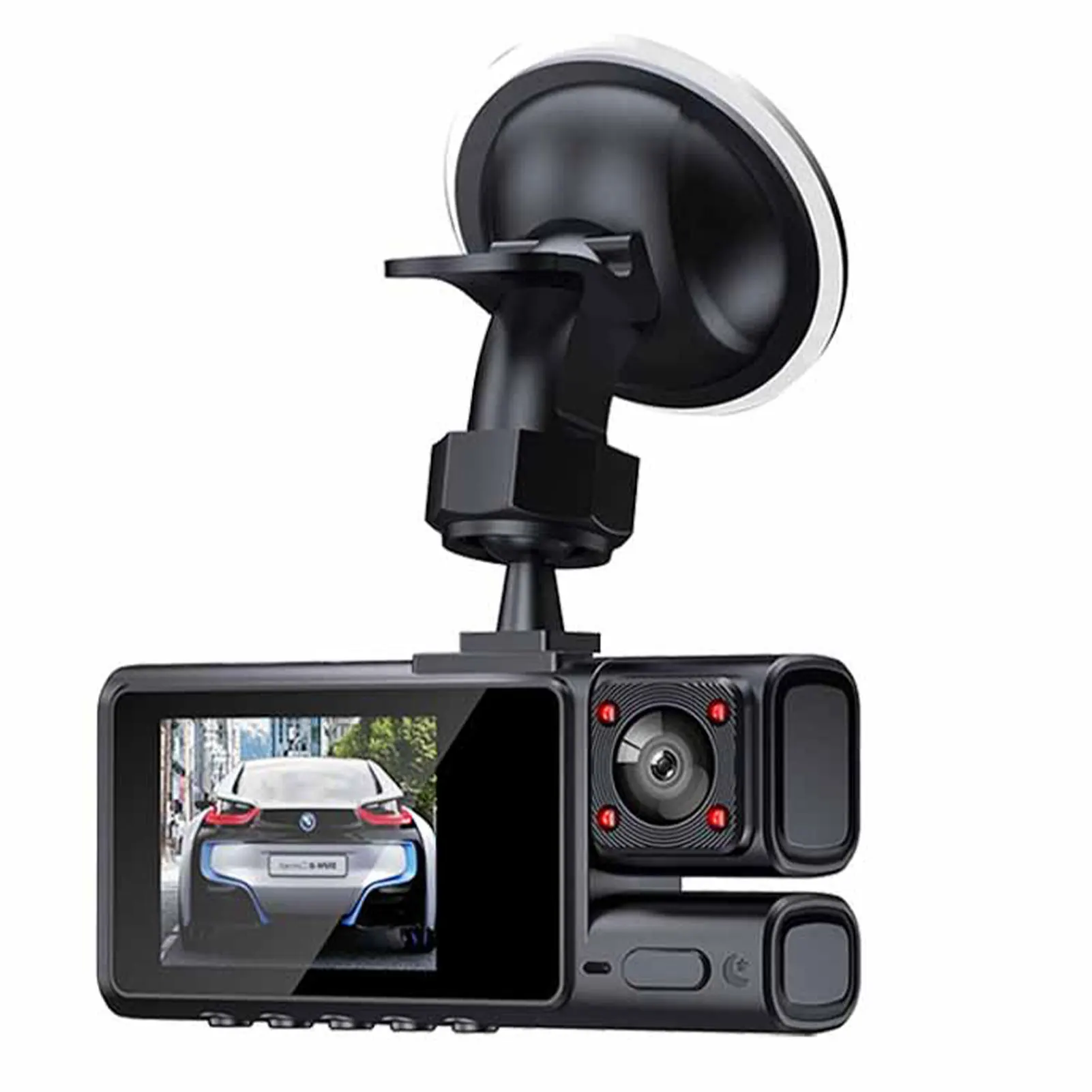 

Пластиковый видеорегистратор с большим LED-экраном, 3-канальной записью, Wi-Fi и мобильным воспроизведением