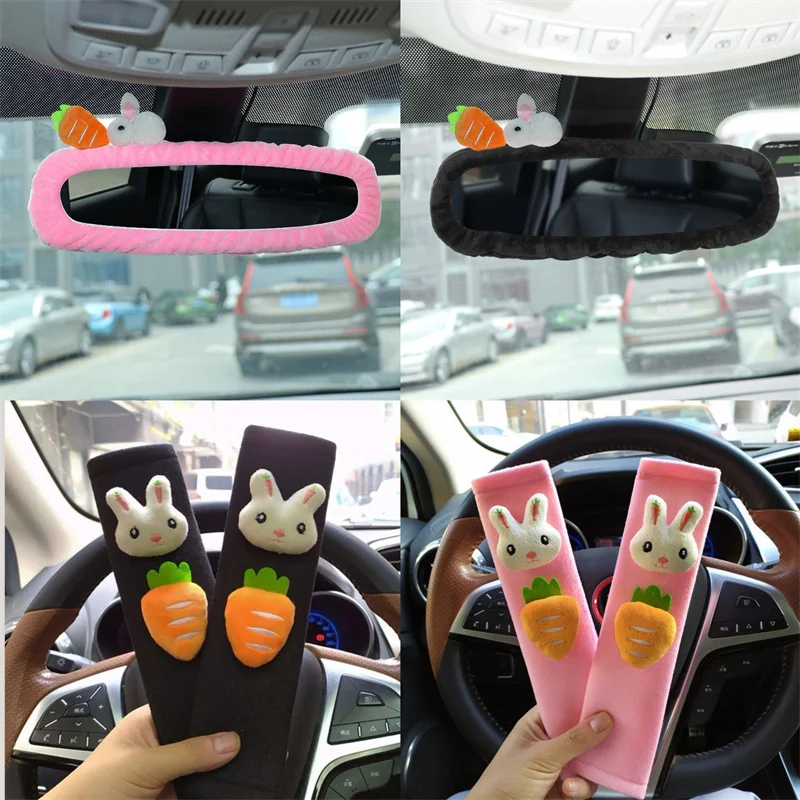 

Car Cartoon Rabbit Cute Seat Belt Shoulder Protector Belt Cover Soft Rabbit Pig Universal Car Interior Seat Belt Accessories