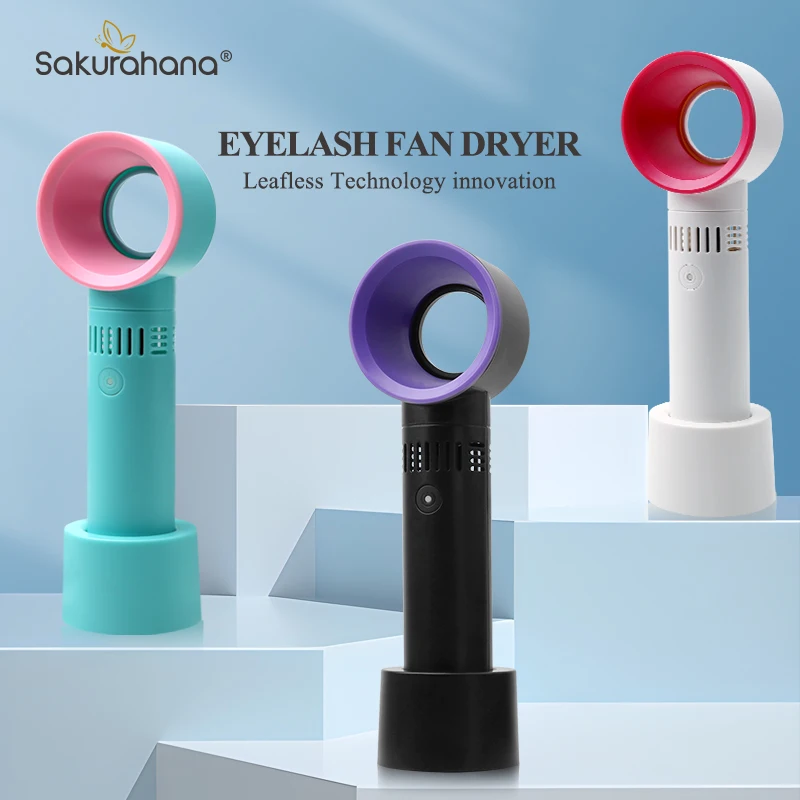SAKURAHANA Secador de pestañas con carga USB portátil, pestañas postizas, ventilador sin aspas, pestañas injertadas, secador dedicado para herramientas de maquillaje
