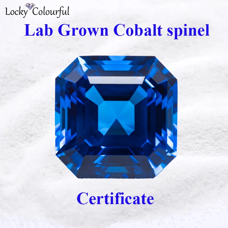 

Lab Grown Cobalt Spinel VVS1 Asscher Shape Charms beads DIY for Jewelry Making Earrings Materials Selectable AGL Certificate