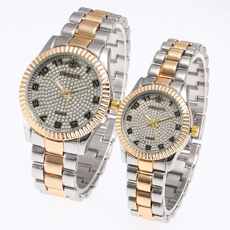 مجموعة الأرقام العربية ساعة نسائية زوجين عارضة أزياء رجال الأعمال كوارتز ساعة