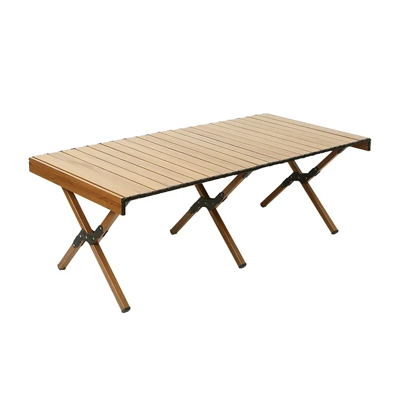 Portable Storage Wooden Camping Table Foldable Outdoor Roll Up Folding Table For Camping, BBQ, Travel