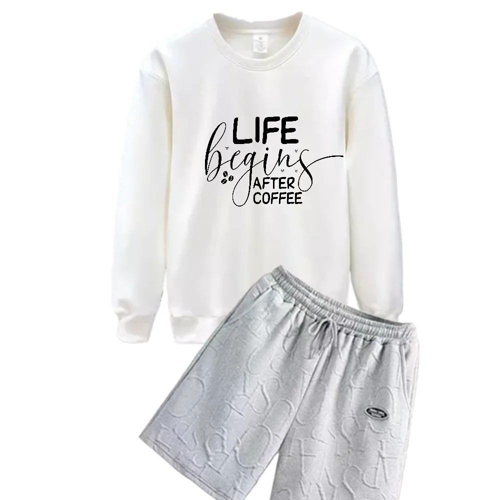 

2025 Spring And Autumn Polyester Fiber Men Set Abstract English letter print suits Long Sleeve Daily Wear Stylish tracksuits set