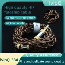 ivipQ-334 iem Cable Flagship Litz Frozen 7N OCC Headphone Upgrade Cable With 3.5mm/4.4mm/miniXLR For HD650 HD800 HIFIMAN ANANDA