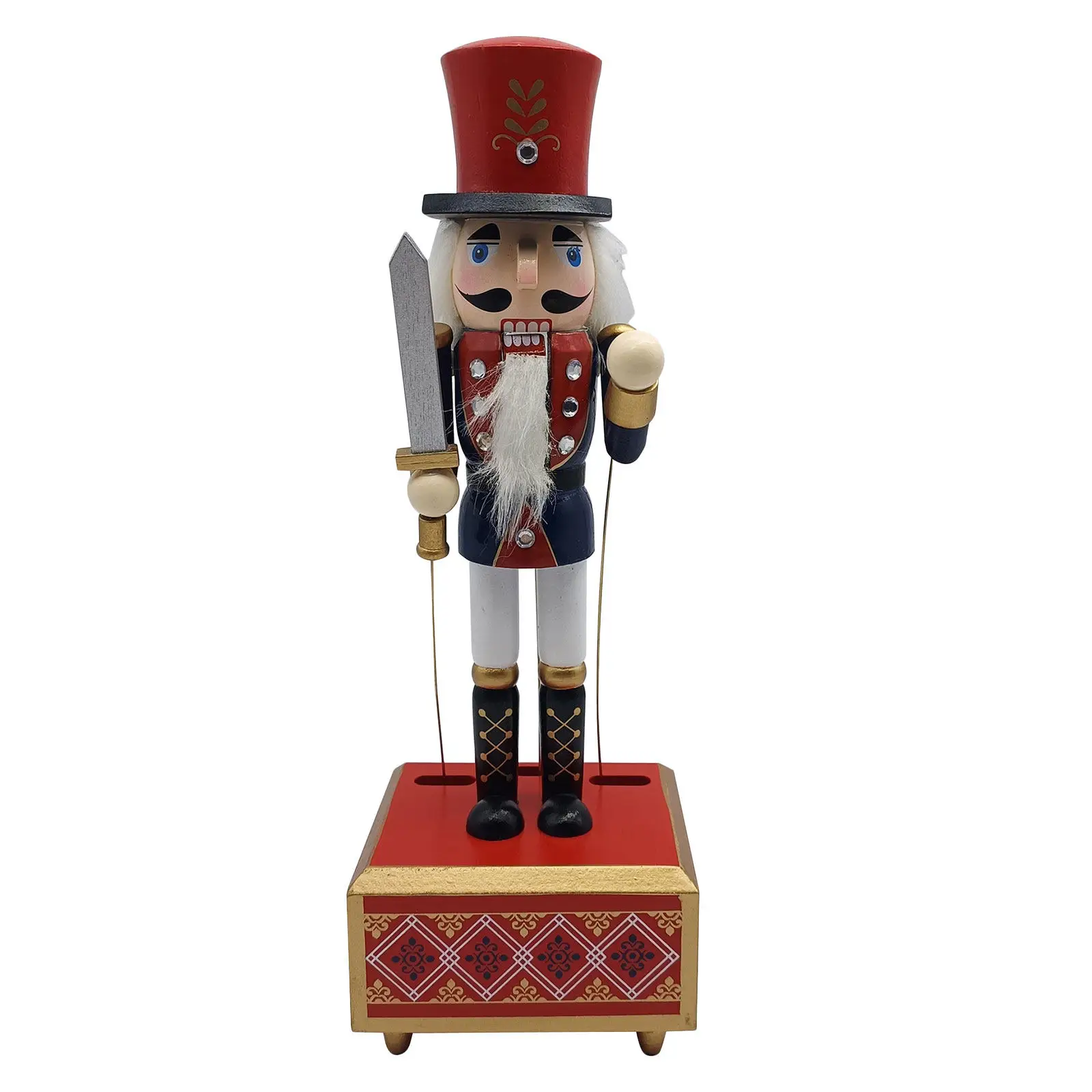 Nutcracker Music Box Wooden Clockwork Holiday Nutcracker Soldier Wind Up Musical Christmas Party Decorations Nutcrackers Figures
