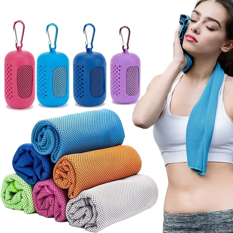 Cooling Towel Breathable Chilly Towel Sports Towel With Storage Box Yoga Towel Gym Towel for Indoor & Outdoor Activities