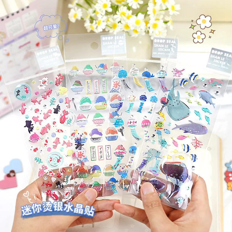 

1pcs/4pcs Japanese Style Crystal Stickers, Trendy Kids DIY Reward Decals, for Decorating Photo Albums, Diaries and Envelopes