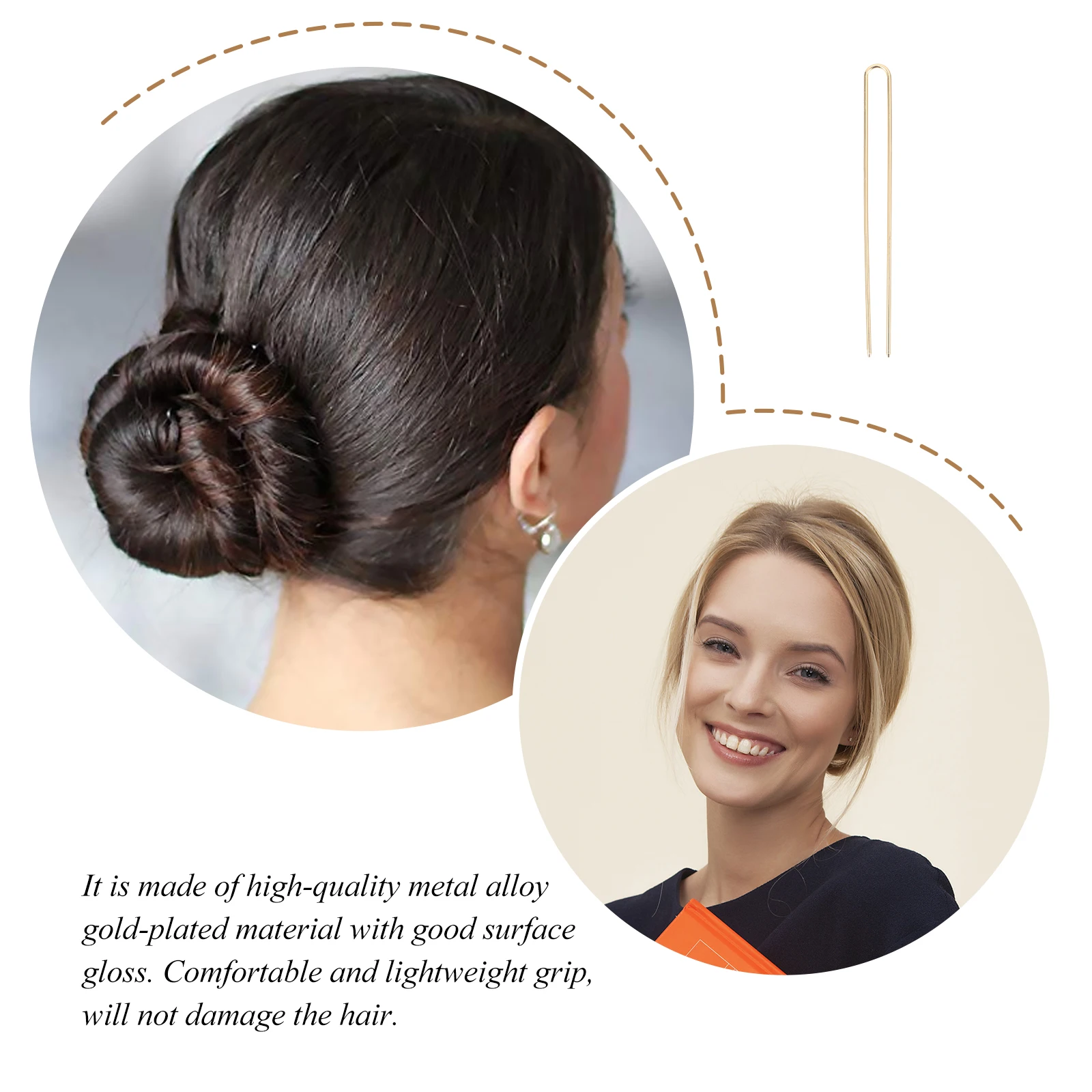 

10pcs U-Shaped Metal Alloy Hairpins Hair Clips For Women Girls Golden Elegant Hair Accessories Party Daily Use