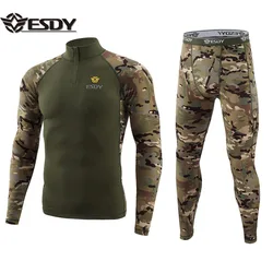 ESDY New Outdoor Sports Long Johns Training T-shirt Sets Spring Winter Long Sleeve Suit Trekking Camping Hiking Running Fitness