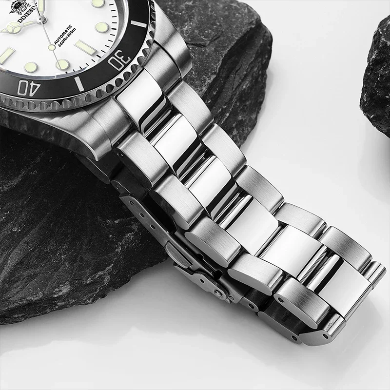 ADDIESDIVE 스테인레스 스틸 남성용 자동 시계 비즈니스 NH35 사파이어 200m 다이브 기계식 시계 럭셔리 빛나는 손목시계