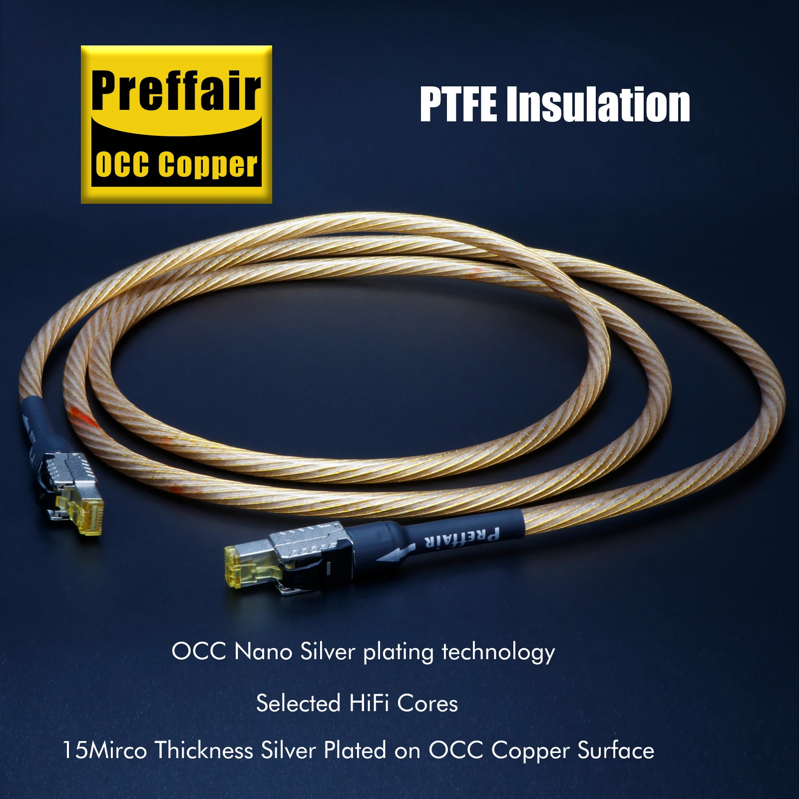 كابل تصحيح شبكة HIFI cat8 كابل إيثرنت occ لوحة فضية RJ45 CAT Ethernet Speed Lan Line المطبق على أجهزة الكمبيوتر والكمبيوتر المحمول