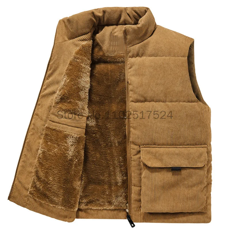 

Korean Winter Fashion Wool Vest Male Cotton-Padded Vest Coats Men Sleeveless Vest Jackets Warm Waistcoats Clothing Plus Size 6XL