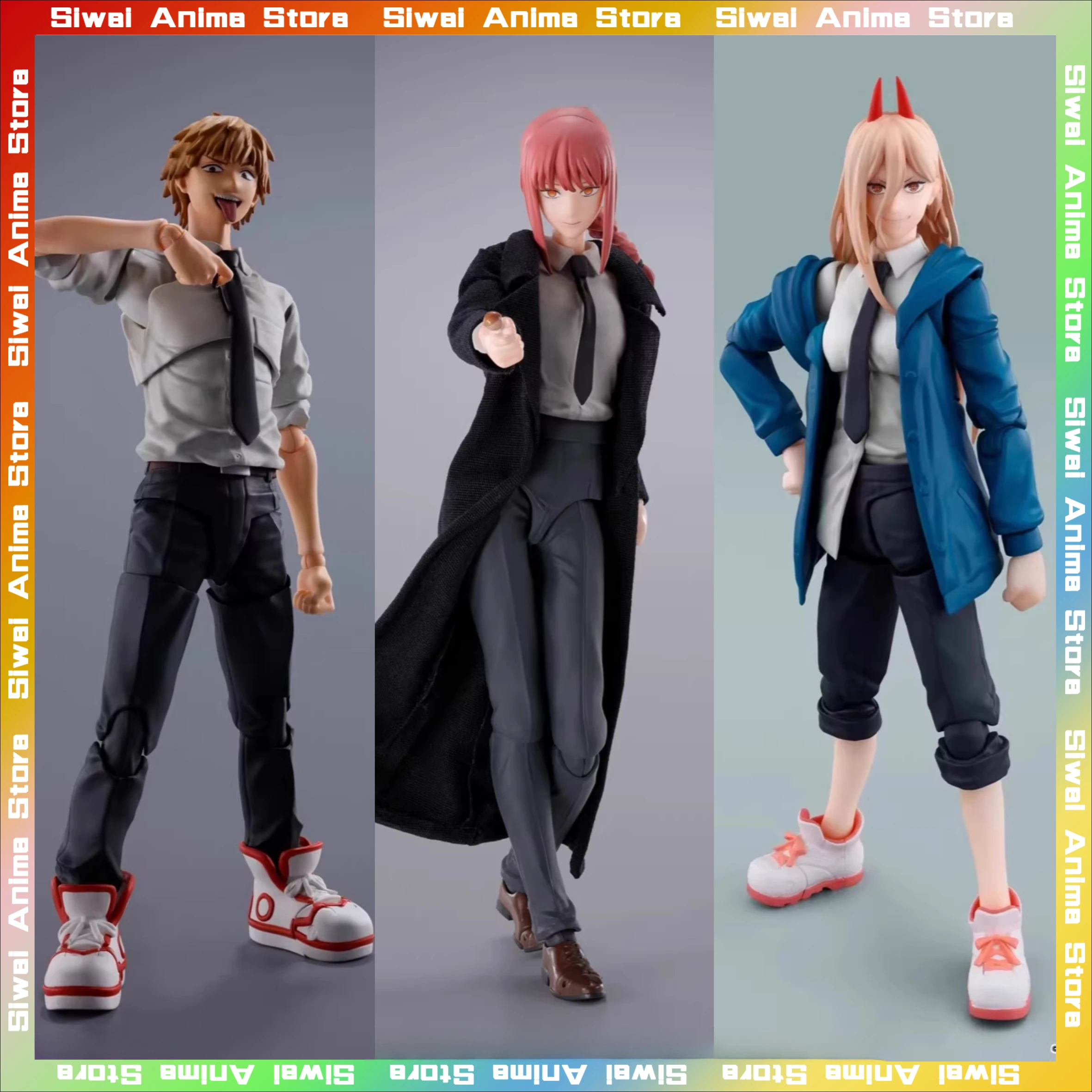 

Original BANDAI Chainsaw Man Kantana Man Denji with Pochita Makima Power SHF Anime Action Figures Collection Model Toys Gifts