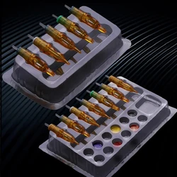 20pcs Tattoo Needles Stand Waterproof Ink Cartridge Needle Holder Placement Rack Disposable Washing Cup Clean Double Layer