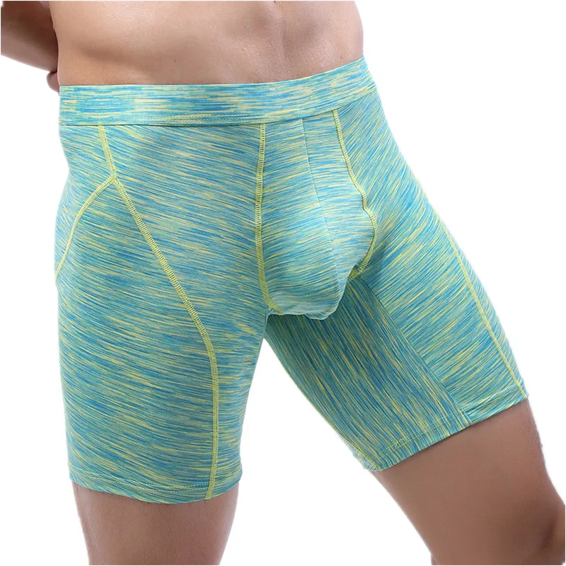 Sexy Men Boxers Underwear Polyester Panties Man Solid Breathable Pouch Middle Long Leg Underpants Male Boxershorts Hombre Cueca