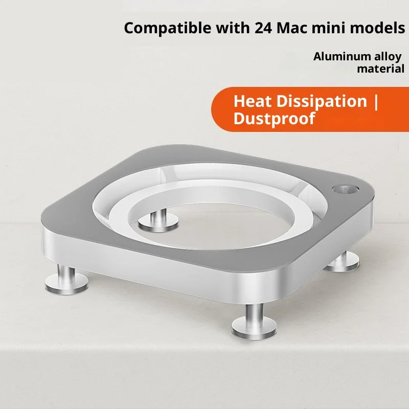Aluminum Cooling Stand for Mac Mini M4 – Dust Filter + Heat Dissipation, Anti-Slip Silicone, Power Button Access