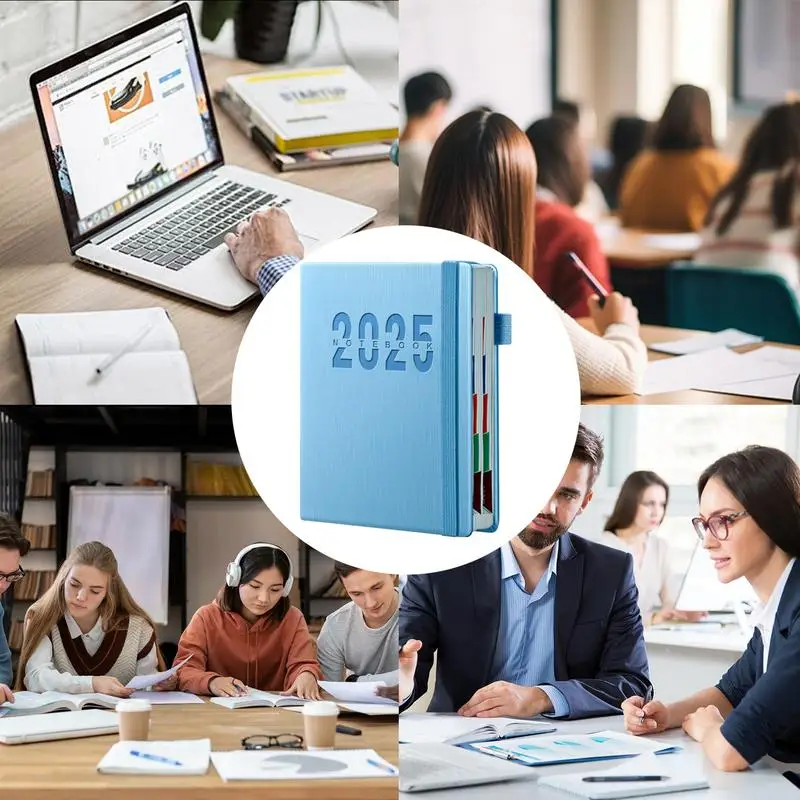 2025 планировщик блокнот из искусственной кожи 2025 планировщик блокнот А5 планировщик событий блокнот многоцелевой блокнот для рабочего расписания бизнеса