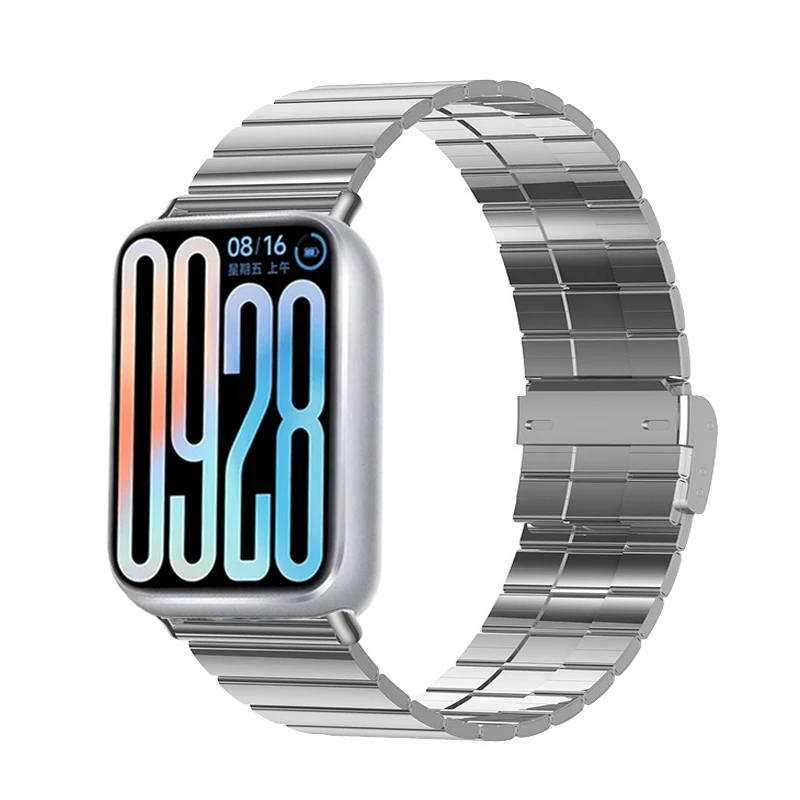 حزام لساعة Xiaomi Mi Band 9 Pro المعدنية لساعة Redmi 4 معصمه Correas لساعة mi band 8 pro من الفولاذ المقاوم للصدأ