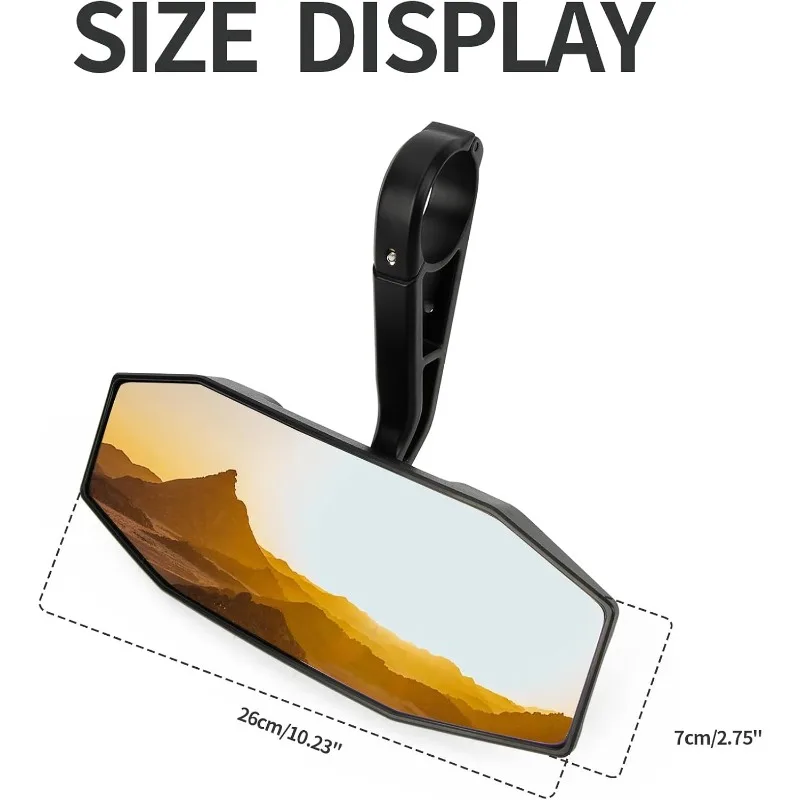 Rear View Center Mirror with Glass for UTV 1.75" Roll Cage Bar RZR 800 900 1000 Turbo XP General 1000 Arctic Cat Wildcat X 1000 view 3