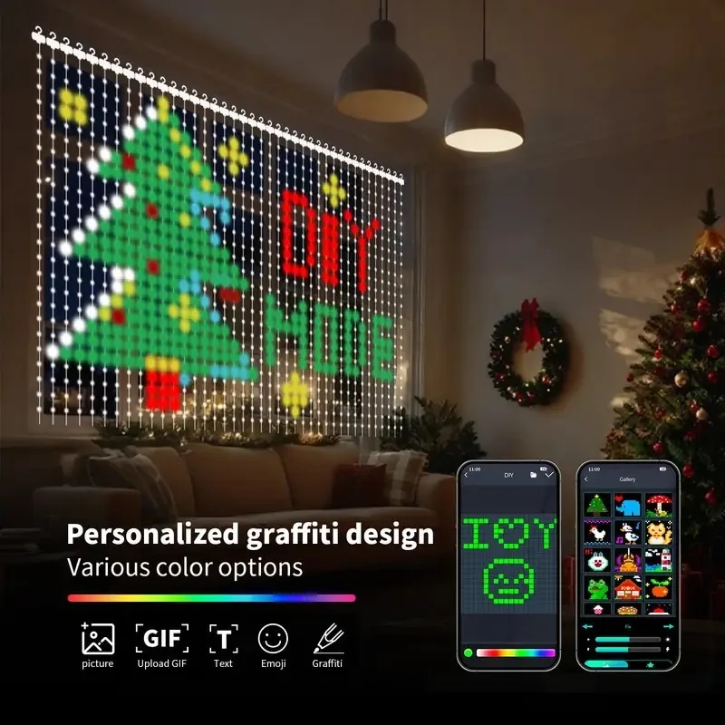 2PCS Smart Curtain Lights 400 LED,Curtain Lights For Backdrop Dynamic DIY Fairy String Light Curtains for Bedroom Backdrop Decor