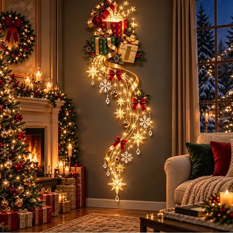 Bethlehem Star of Faith Angel Star Wall Lamp LED Meteor Wall Light Glowing Christmas Hanging Ornament Faith Decoration for Home