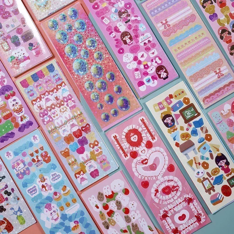 200PCS No-Repeated Sheet Stickers for Kids Kpop Pretty Aesthetic Cute Set Pack DIY  Girl Toy Decor Stationery Scrapbooking