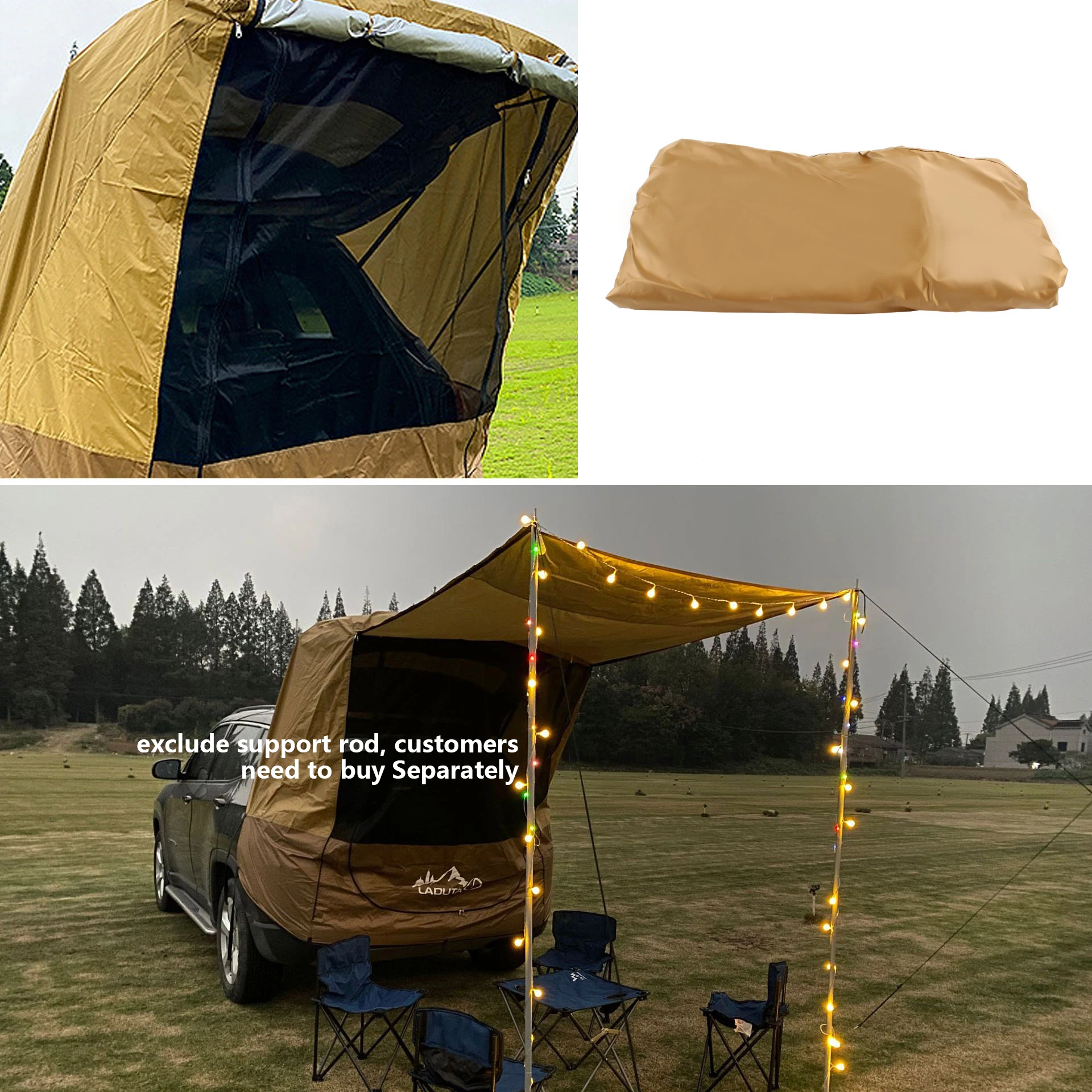 Outdoor Camping Car Tailgate Shade Awning Tent Waterproof Sunshade Car Tailgate Rear Tent