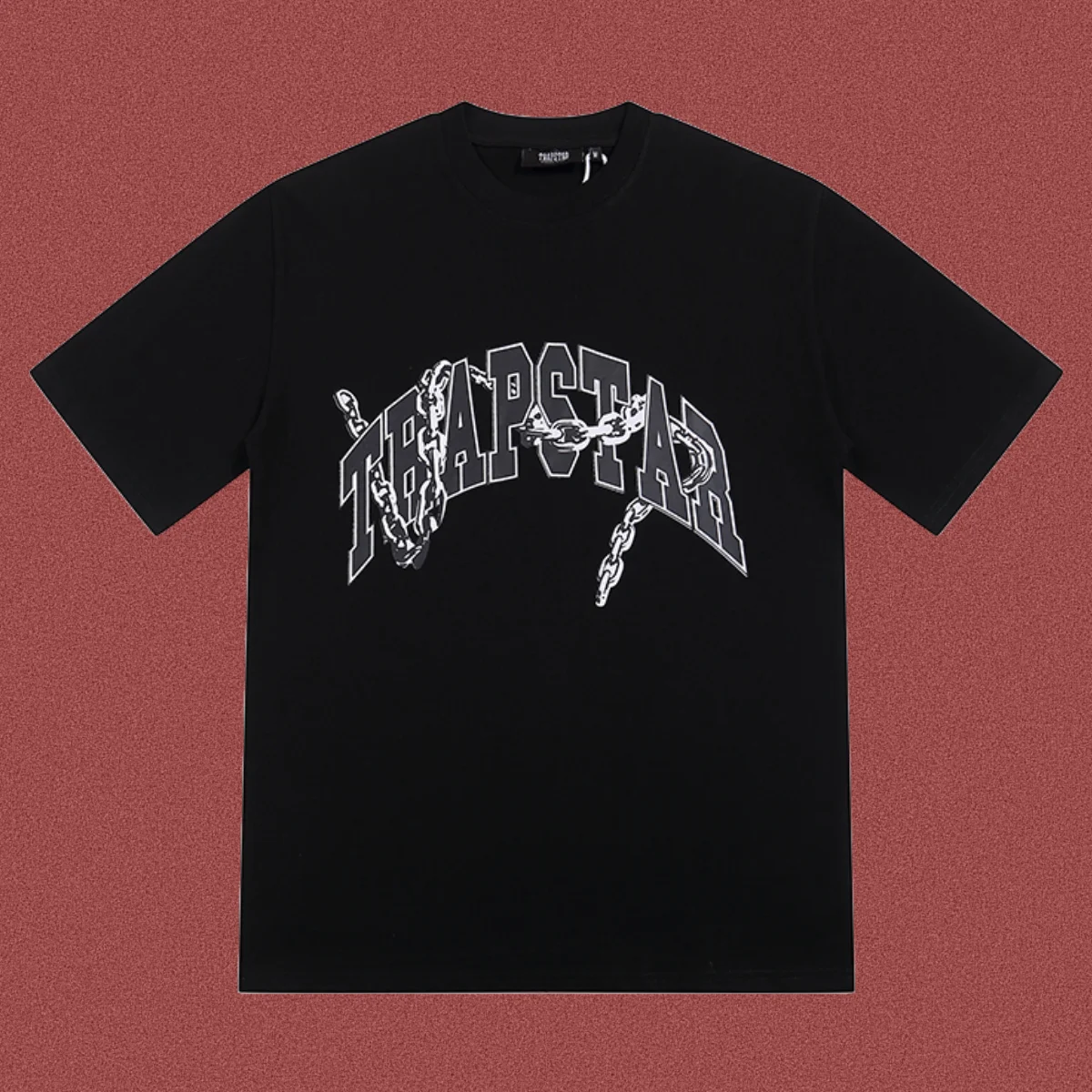 2026 new Black Crew Neck T‑shirt Curved Arch Letter Metal Chain Graphic Unisex Cotton Short Sleeve Tee