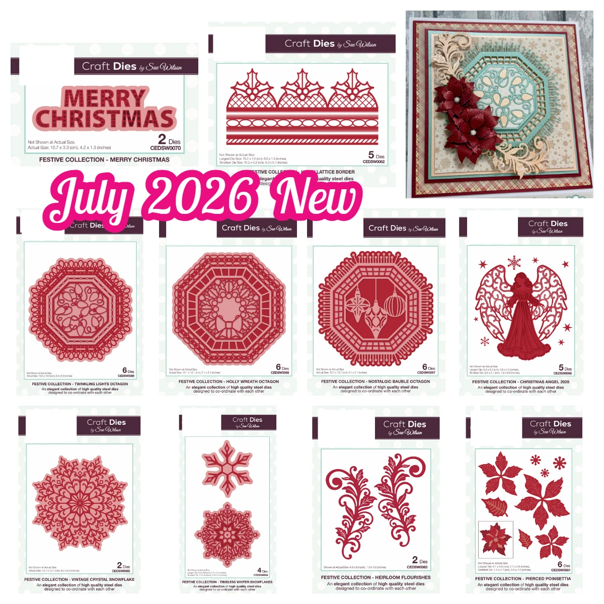 Angel Pierced Poinsettia Crystal Snowflake Merry Christmas Metal Cutting Dies Stamps for DIY Handmade Scrapbooking July 2026 New