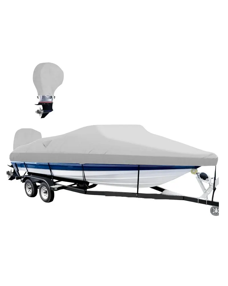 

Customized Waterproof 900D Oxford Resistant Solution-Dye Marine Boat Covers For V-Hull Boat Cover With Motor Cover