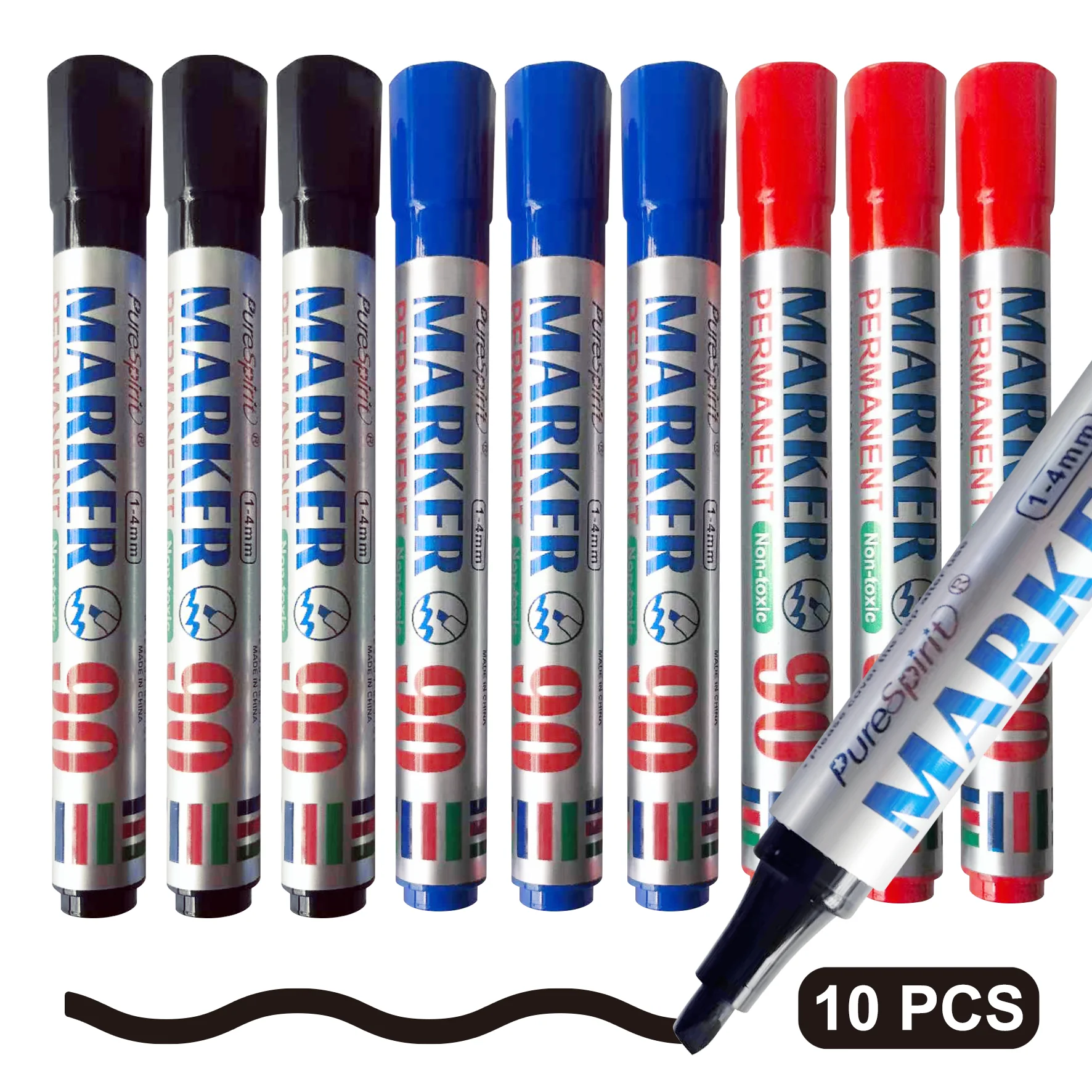 

10pcs Wide Tip Permanet Markers,1-4mm Adjustable Line,Non-Toxic Oil-Based Ink Bold Waterproof Markers for Office&DIY Crafts