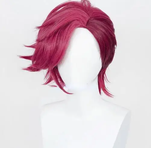 Lolita Game LOL 30cm Short Deep Rose Arcane Vi Cosplay Wig Heat Resistant Synthetic Hair Woman & Man Role Play Wigs