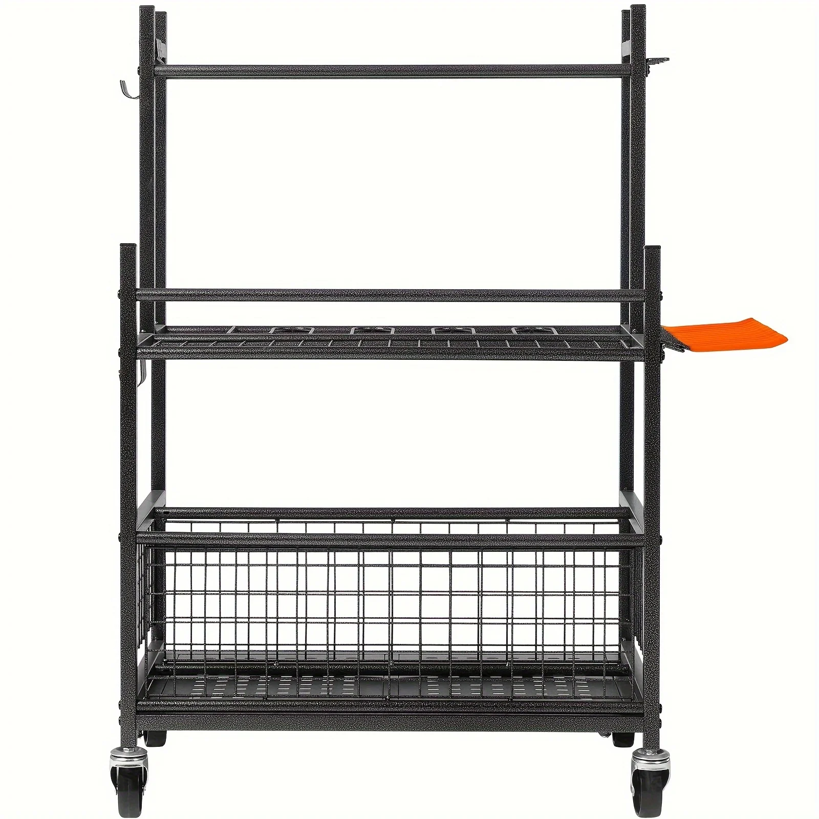 Garden Tool Organizer, 16 Slots With Hooks, Yard Tool Tower Rack With Wheels For Garage Organization And Storage, Holds Long