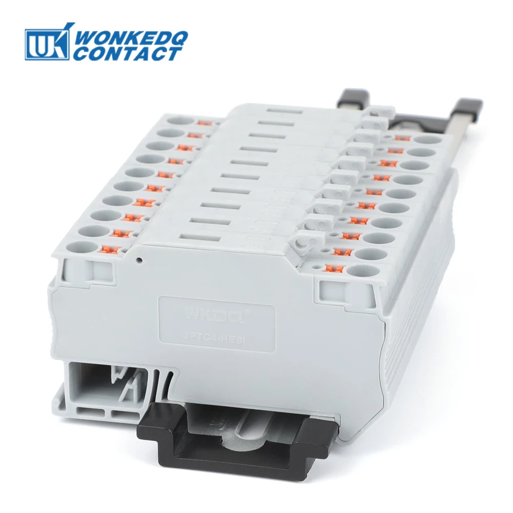 10Pcs Fuse Terminal Block PTC4-HESI Disconnect Lever Push-in Connector Din Mount With 5x20mm 0.5A-10A Fuse PTC 4-HESI