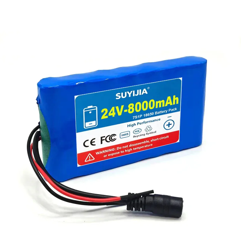 Rechargeable 24V 7S1P 8000mAh 18650 Li-ion Battery Pack 29.4V With BMS For Scooter Kids Toy Custom Made